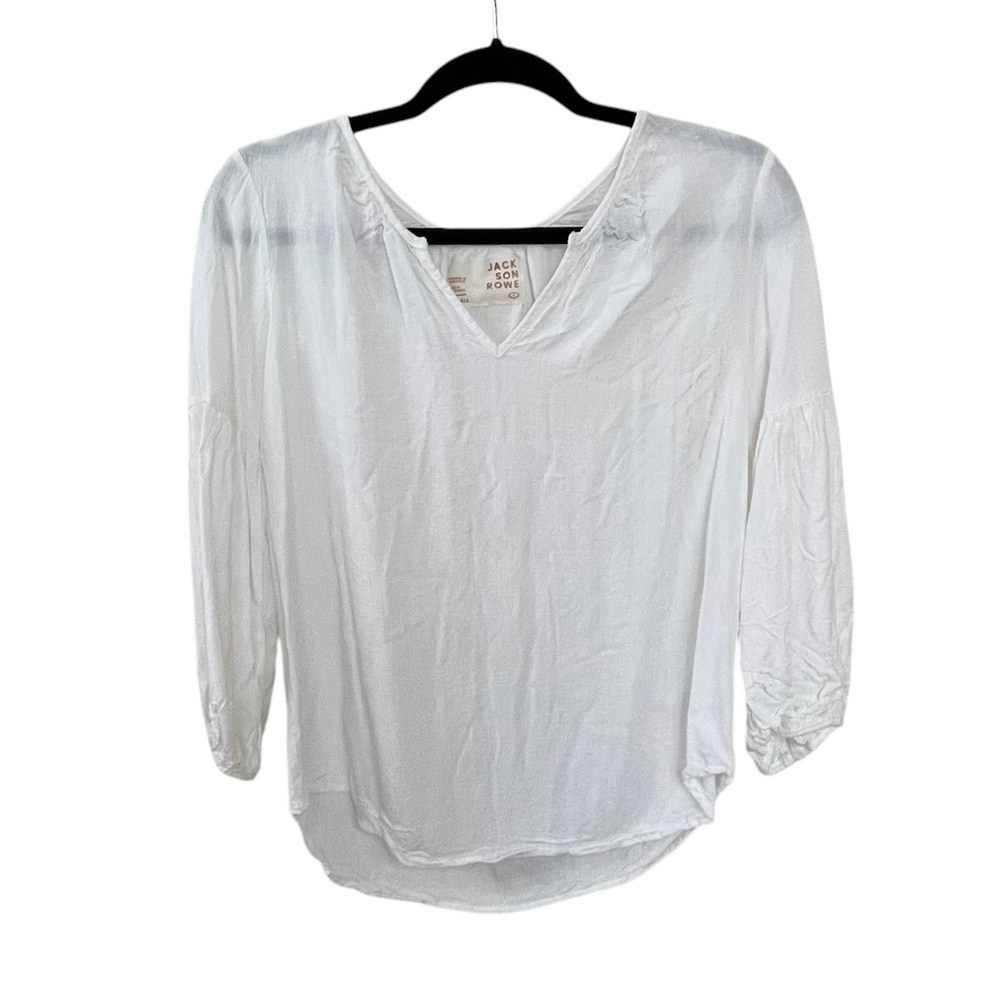 JACKSON ROWE White V- Neck Popover Blouse
S